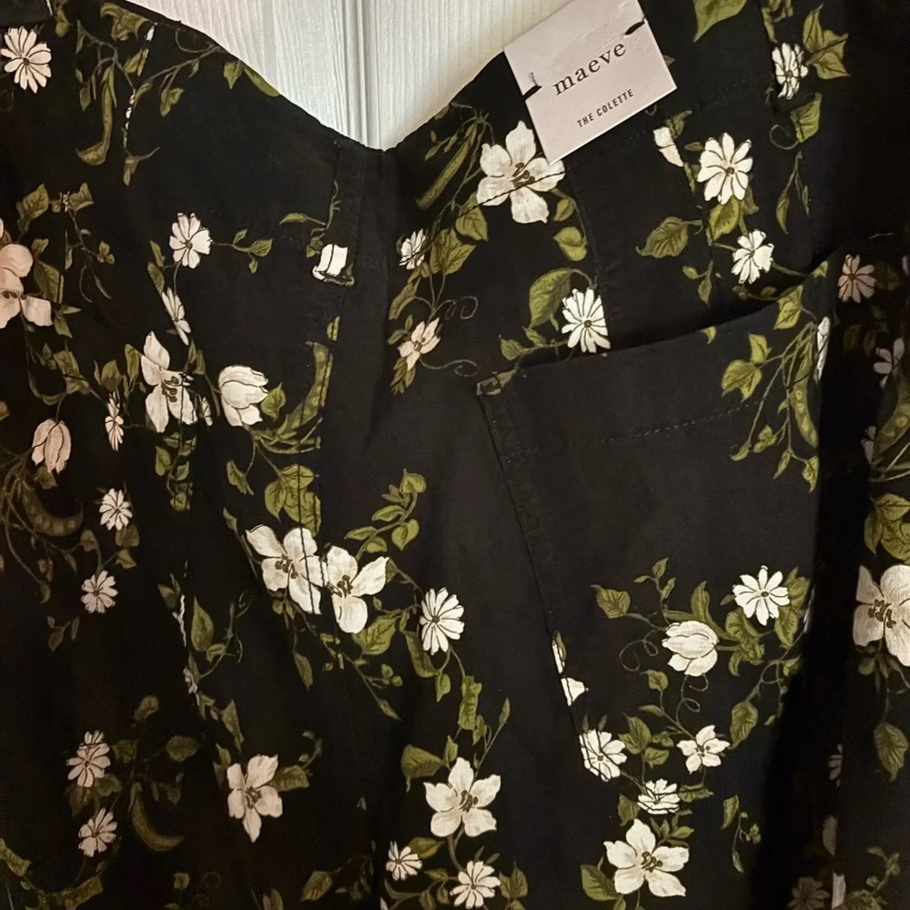 Maeve black Floral Cropped Pants size 34 NWT - Picture 5 of 7